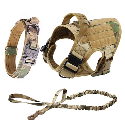 Dog Harness for Large Dogs Leash Collar Molle Pouch Military Harnesses French Bulldog Pet Tactical Training Vest Dog Accessories