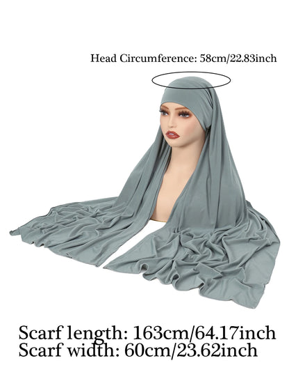 Crystal Hemp Women's Hijab Solid Color Muslim Ladies Turban Soft Elastic Headscarf Middle Eastern Head Wrap Head Scarf