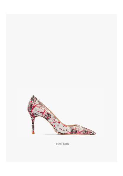 Elegant Woman Heel Shoes New Serpentine pattern Pointed Toe Shallow High Heels Fashion Party Pumps Luxury Designer Women's Shoes