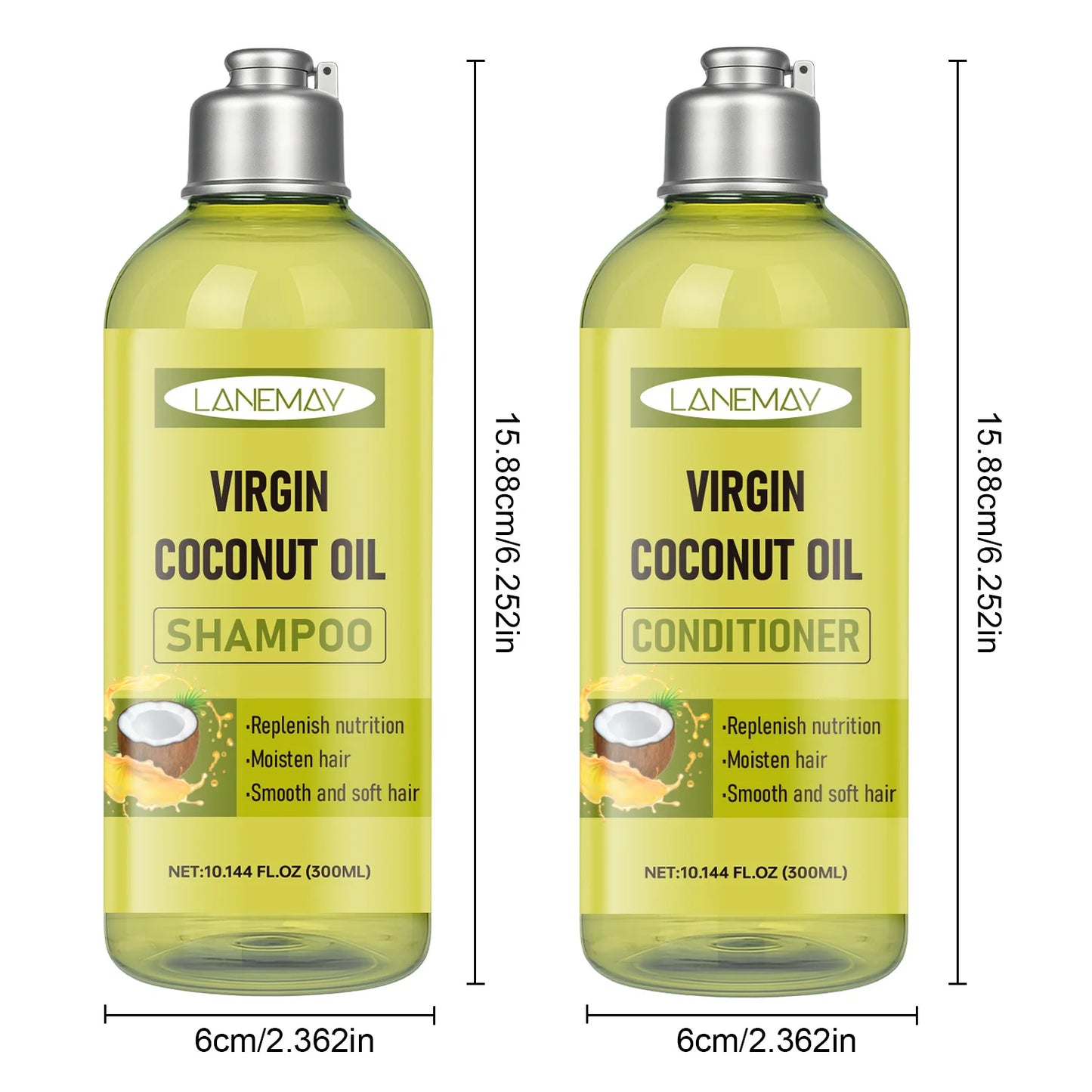 Virgin Coconut Oil Shampoo & Conditioner Set – Deep Moisturizing for All Hair Types Transform dry, dull hair into soft.