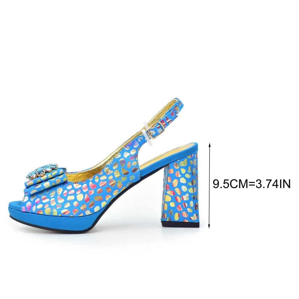 New Fashion Luxury Shoe and Bag Set for Party in Women Women Nigerian Italian Shoes and Bags Set Decorated with Rhinestone