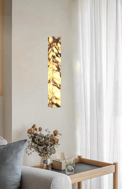 Cuboid Natural Marble Wall Lamp Art Design Dimmable Indoor Parlor Bedroom Stairs Bathroom Lighting