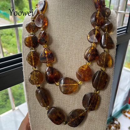 Big New Natural Amber Necklace for Gift European Baltic Original Beads Gogerous 100% Original Real Jewelry Supplier Wholesale