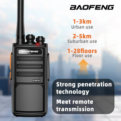 6-Pack Baofeng 888S PLUS Walkie Talkies UHF PMR446 MHz BF-888S Portable 16-Channel Long-Distance Professional Range 3-5km Radio