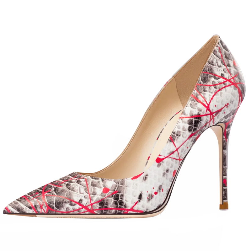 Elegant Woman Heel Shoes New Serpentine pattern Pointed Toe Shallow High Heels Fashion Party Pumps Luxury Designer Women's Shoes