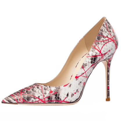 Elegant Woman Heel Shoes New Serpentine pattern Pointed Toe Shallow High Heels Fashion Party Pumps Luxury Designer Women's Shoes