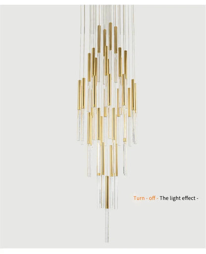 Nordic Minimalist Indoor Pendant Light Fixture Modern Ceiling Crystal Led Chandelier Long Hanging Lamp for Staircase Living Room