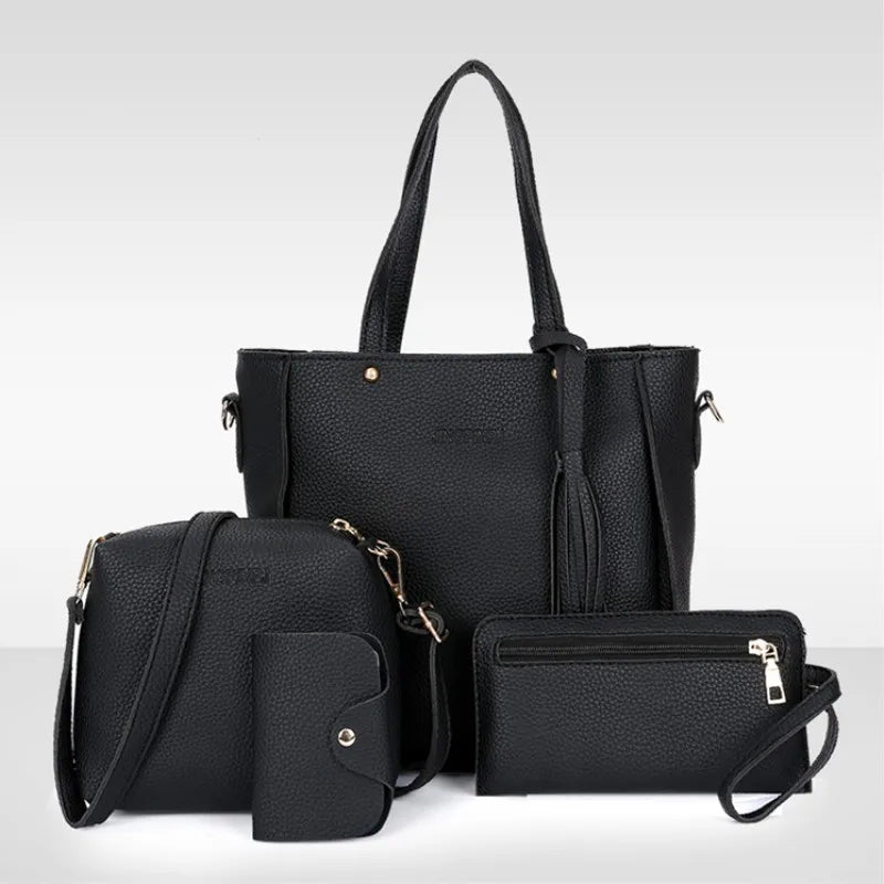 4Pcs/Set Shoulder Bag Large Capacity Crossbody Handbags Enhanced and Reinforced PU Leather Wallet Purse Crossbody Bags for Women