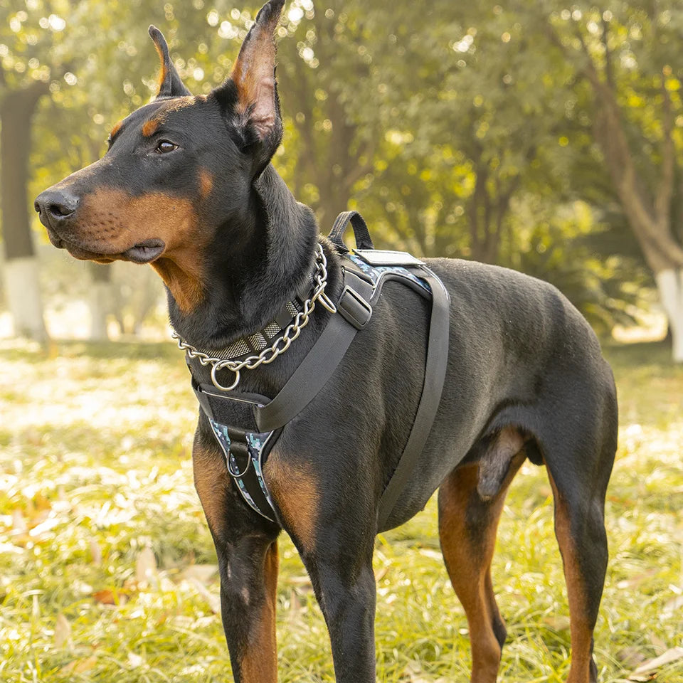 Service Dog Harness, No Pull Reflective Adjustable Pet Vest, Handle & Patches, Breathable Mesh, Easy On-Off for Small Large Dogs