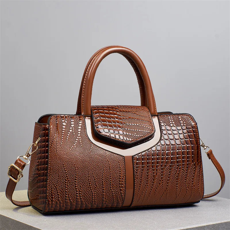 2025 Fashion New Crocodile Pattern Handbag Women'S Large Capacity Shoulder Bag Classic Retro Crossbody Bag Commuter Tote Bag