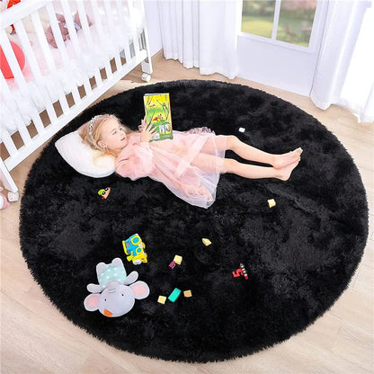 Round Fluffy Soft Area Rugs for Kids Room Princess Castle Plush Shaggy Carpet Cute Circle Nursery Rug Home Decor Circular Carpet
