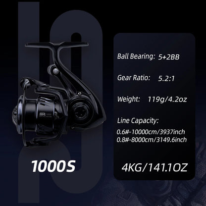 FISHINGFANS Micro Spinning Reel 800 1000 1500 2000 2500 Series Metal Wire Cup Ultra Light Carbon Fishing Reel