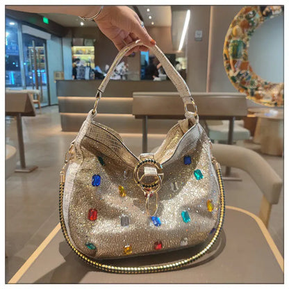Luxury Genuine Leather Portable Women's Bag Leisure Large Capacity Diamond Tote Bag Shoulder Crossbody Bucket Bags Fashion 2026
