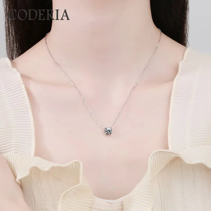 Classic 4 Prong Moissanite Pendant Necklace Perfect Cut 1 Carat Clarity VVS1 Silver 925 Delicate Women Diamond Necklace Jewelry