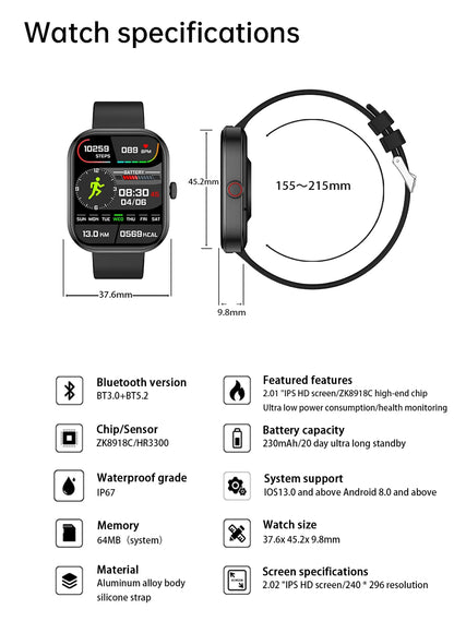 2026 New Smart Watches Women Full Touch Screen Bluetooth Call Waterproof Sport Fitness Tracker Lady Watches Smartwatch For Men