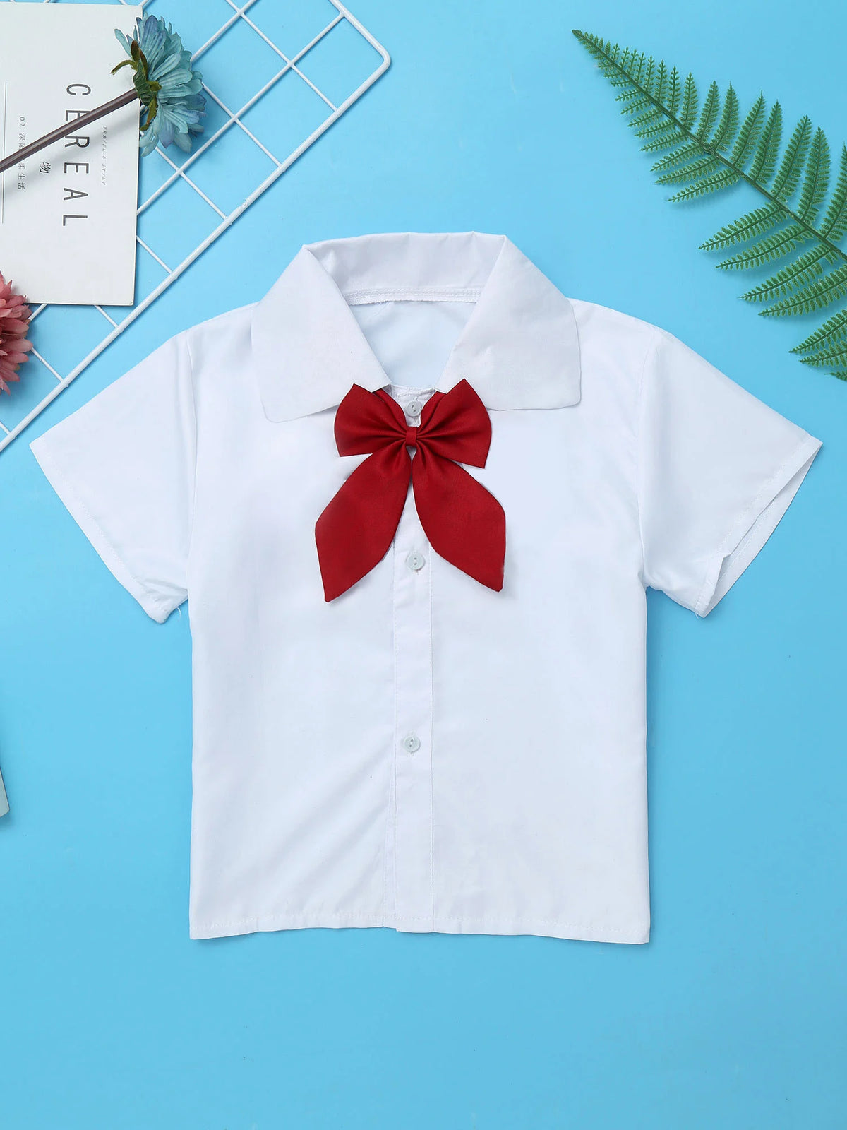 Children Girls Choir Outfits School Uniform Bow Tie Shirt with Suspender Skirt and Socks Schoolgirls Stage Performance Costume