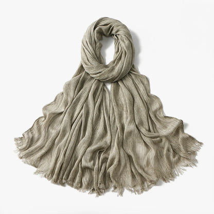 Fashion Crinkle Cotton Royan Hijab Scarf for Muslim Women Islamic Long Soft Shawls Wraps Short Tassel Bufanda Accessories