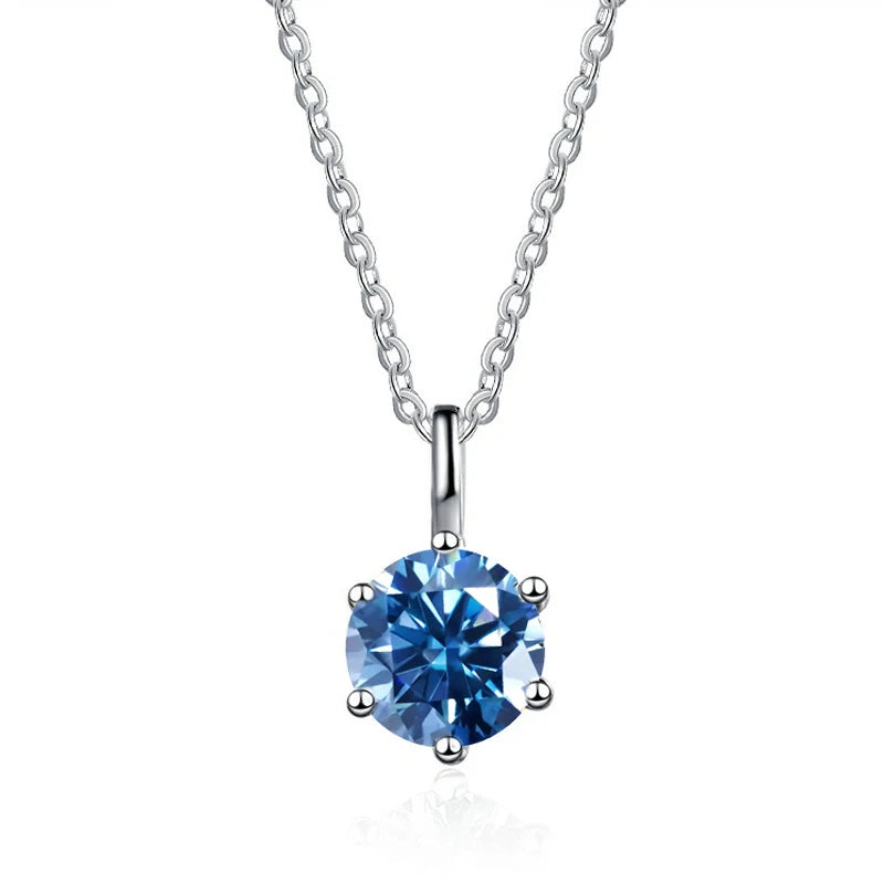 JOIAS HOME Silver S925 1ct D COLRO Moissanite Round Gemstone Pendant Necklace Simple and Elegant O-Chain Fashion Versatile