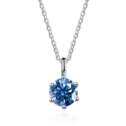 JOIAS HOME Silver S925 1ct D COLRO Moissanite Round Gemstone Pendant Necklace Simple and Elegant O-Chain Fashion Versatile
