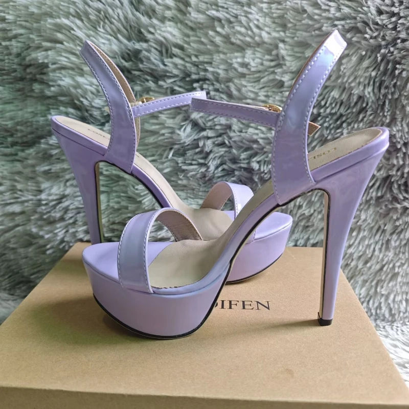 Women Sexy Pumps Peep Toes Sandals Stilettos 14cm Elegant Platform High Heels Luxury Nighclub Party Wedding Jazz Dance Shoes