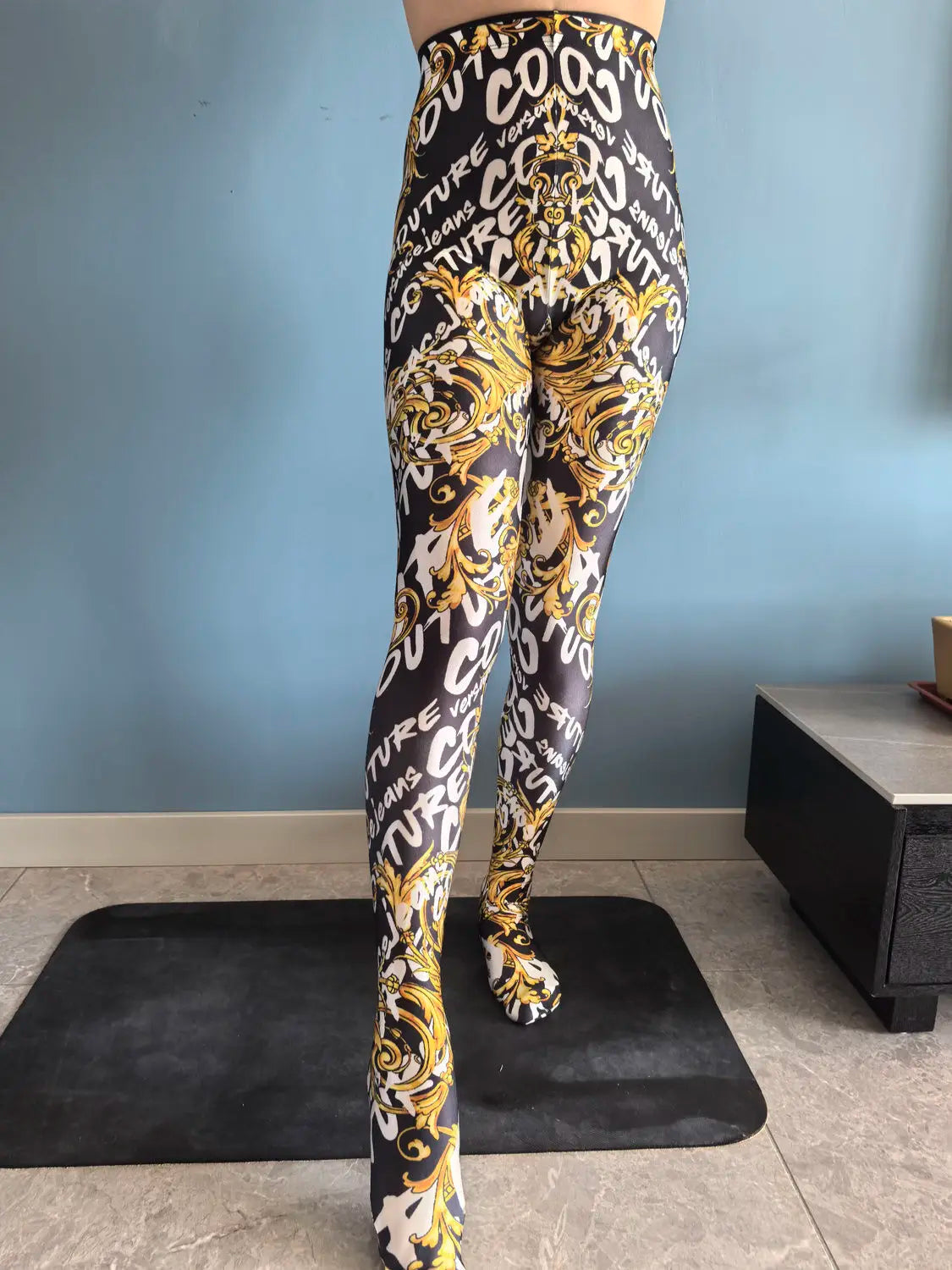 No elastic leopard print seam high waist tights yoga pants Plus size women sports tight leggings