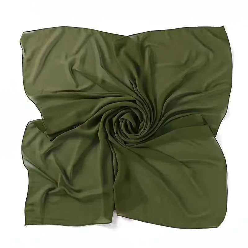 90*90CM Headwrap Heavy Chiffon Square Scarf Muslim Hijabs Women Underscarf Fashion Casual Plain Color Hijab