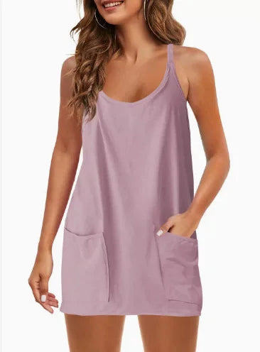 Women's Top Jumpsuit Shorts Casual Set Sleeveless Athletic Casual Sundress Sports Tank Top Sleeveless Lightweight and Breathable