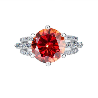 Classic Six-Claw PT950 Platinum Ring Set for Women, 5 Carat Moissanite, Sansheng Sanshi (Three Lives Three Worlds) Style