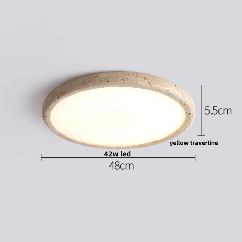 IWHD Wabi Sabi LED Ceiling Lamp Dining Room Restaurant Coffee Yellow Travertine Stone Minimalism Hanging Lights Lamparas Techo
