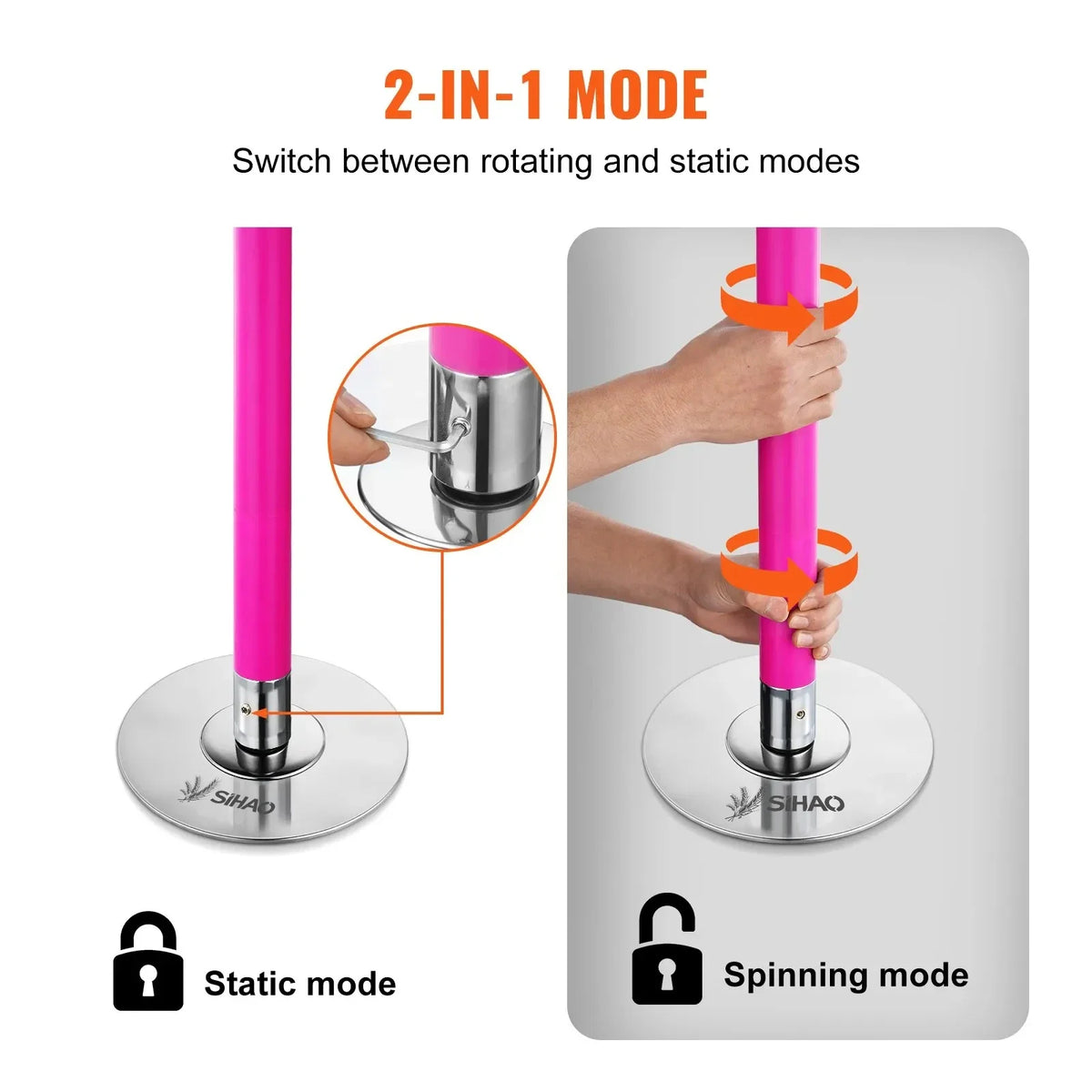 SIHAO Stainless Steel Silicone Tube Spinning  Dance Pole  — Fitness Equipment for Pole Dancing, Perfect for Home, Bar, and Gym Exercise
