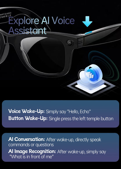 AI Smart Glasses with 8MP Camera Video Recording 100+ Languages Translation Sunglasses Bluetooth Call Music Play Men Women 2026