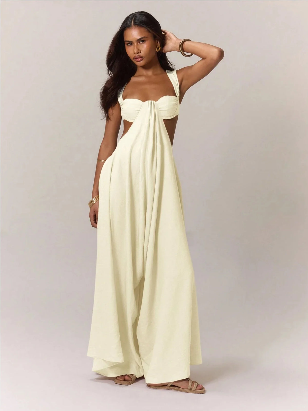 2026 Backless Jumpsuits For Woman Jumpsuit Sling Hollow Out Slim Solid Color Sleeveless Casual Elegant Temperament Simple Style