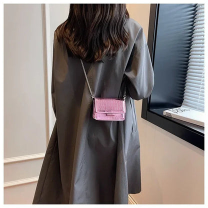 Vintage Women Silver Chic Crossbody Bag Luxury Designer Small Shoulder Bags Fashion Gold Mini Square Cute Pu Leather Handbag