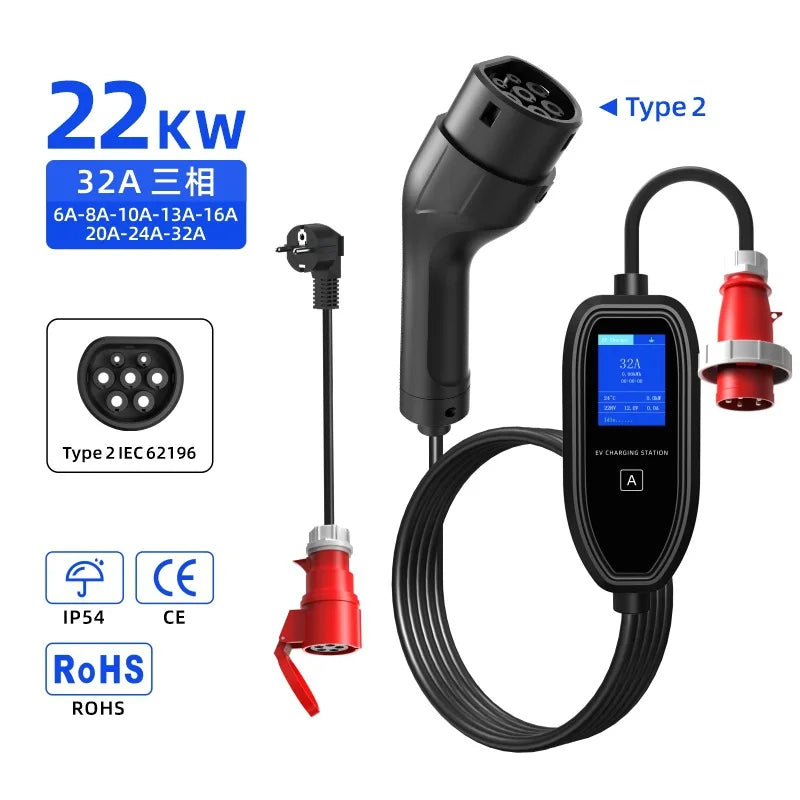 ROMADA K09 New Energy Electric Vehicle Charging Gun Portable In-Car Charger Home Use EU/US Standard Tesla EV Charging Station