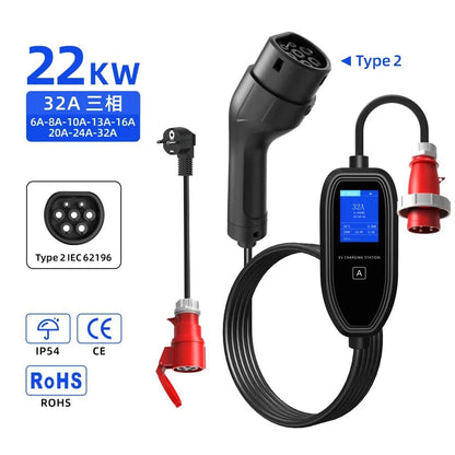 ROMADA K09 New Energy Electric Vehicle Charging Gun Portable In-Car Charger Home Use EU/US Standard Tesla EV Charging Station