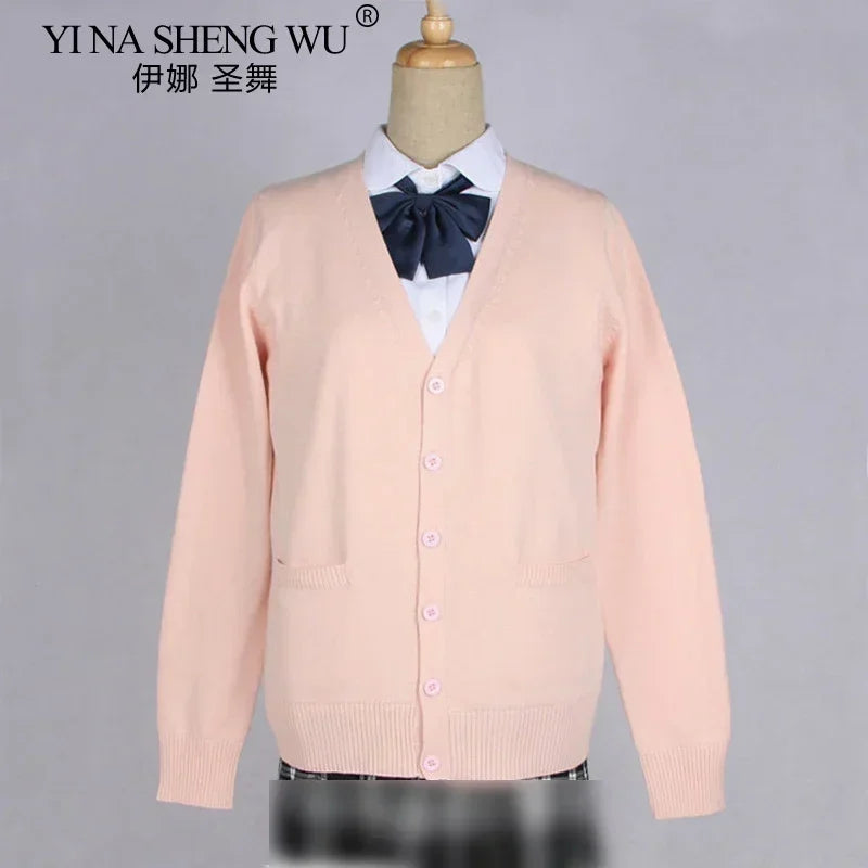 School JK Uniform Sweater Coat Anime Cosplay Costumes Cardigan Outerwear Sweater 16 Colour Long Sleeve Knitting Coat For Girls