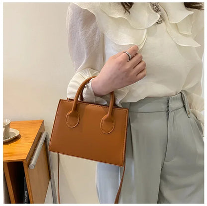 Minimalist Black Small Square Bag All-Match Top Handle Purse Classic Shoulder Bag for Work Women Handbags Crossbody Bags Purse