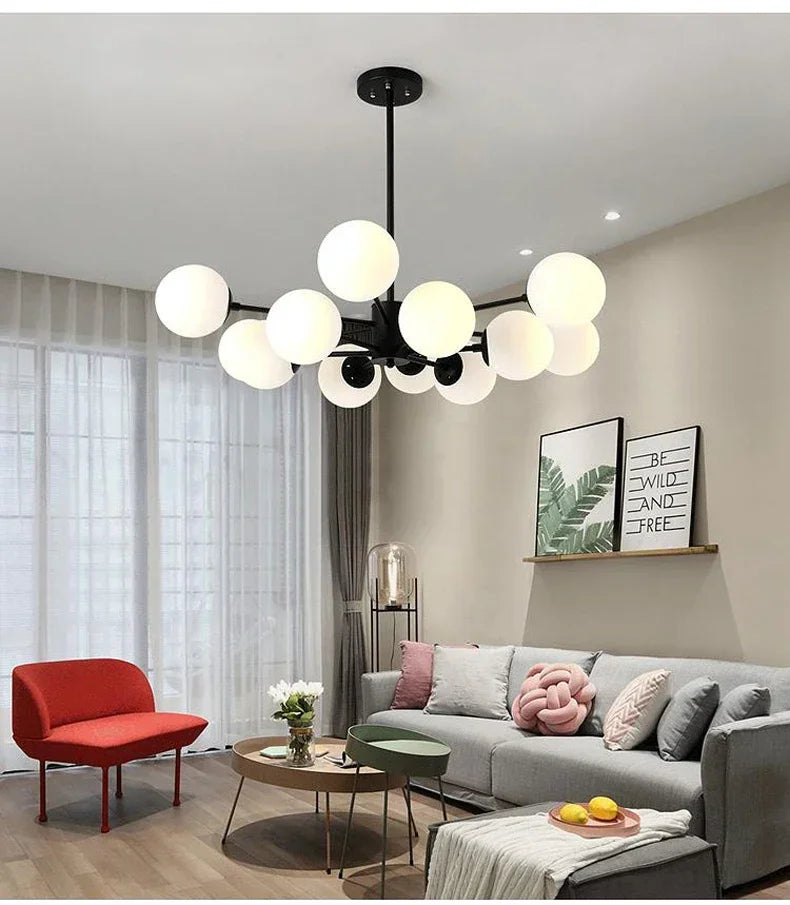 Modern Lustrous Glass Chandelier Ceiling Light Elegant Indoor Lighting for Living Room Dining Room - Luxury Room Decoration