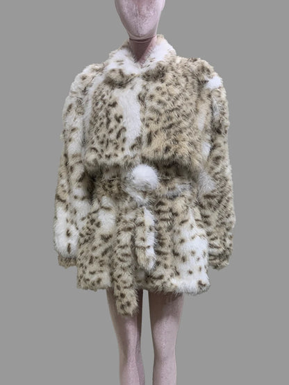 Nerazzurri Autumn Winter Colorful Oversized Thick Warm Hairy Faux Lynx lynx Fur Coat Women Sashes Luxury Fluffy Jacket Clothes