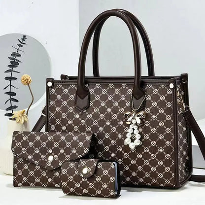 Luxury Bead string Handbags 3 Pieces set Women Bags Designer Tassel Purses Handbags Composite Messenger Female Bag