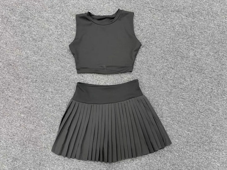 2 Pieces Yoga Set Women's Tracksuit Sexy Sports Bra High Waist Sports Short Skirt Gym Fitness Sleeveless Workout Suit Sportswear