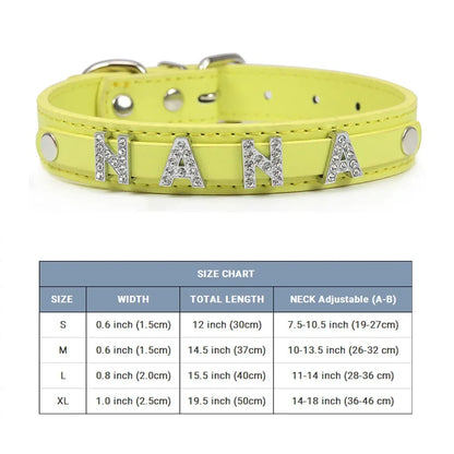(Free Bling Rhinestone Letter)Custom Pet Cat Dog Collar Leather Puppy Collars For Small Medium Dogs Target Personalized Id Name