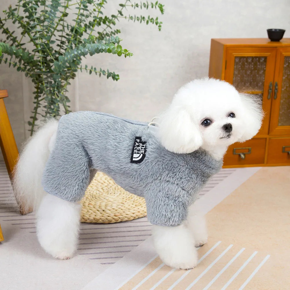 Winter Warm Pet Jumpsuit for Small Dogs Cats Clothes Sport Dog Hoodies Overalls Coat Yorkshire Bulldog Puppy Onesies with Zipper