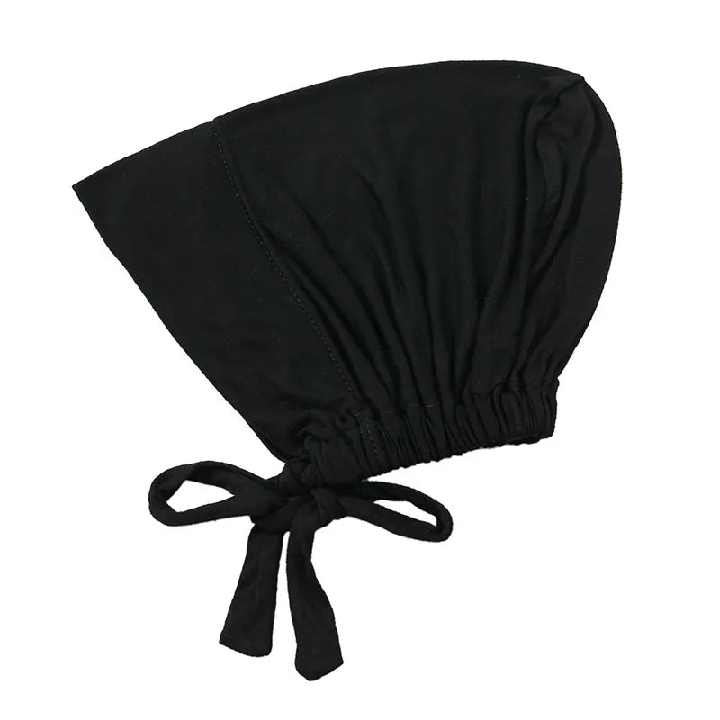 Adjustable Tie Hijab Undercap Soft Modal Bonnet Cap for Muslim Women Stretchy Breathable Inner Head Cover Prayer Wear Accessory