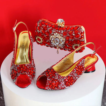 2024 Shoes and Bag for Party Wedding Plus Size Women Shoes 43 High Heels Sexy Ladies Luxery Shoes Women Dress Pumps with Purse