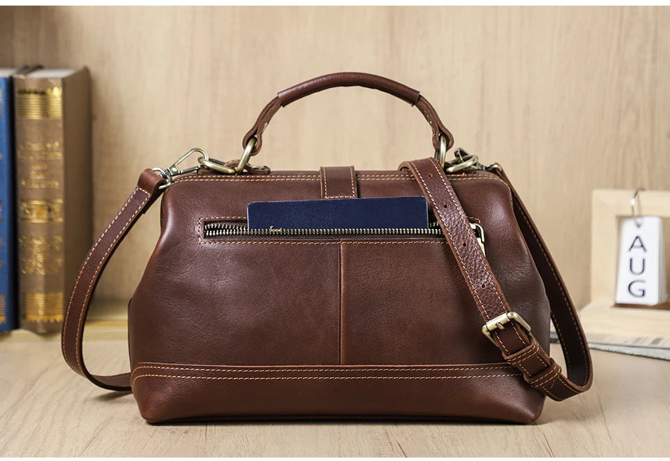 CONTACT'S Genuine Leather Sling Shoulder Bags for Women Luxury Designer Tote Bag Women‘s Bag Handbag Fashion Ladies’ Doctor Bag