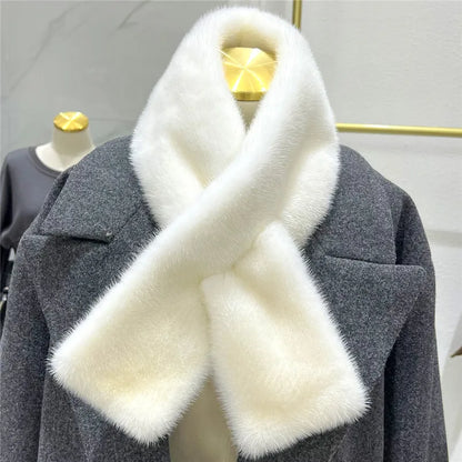 Winter Warm Fluffy Real Mink Fur Scarf Loophole Soft Luxury Neck Wraps for Cold Winter Rectangle Formal Collar
