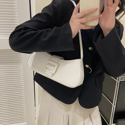 PU Leather Underarm bag Women Korean Style Large Capacity Half-moon Tote Bag Minimalist Armpit Pouch Ladies Luxury Handbags