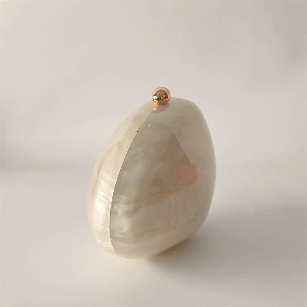 Oval Marble Beige Shell Acrylic Luxury Elegant Lady Evening Bag Cute Handbag Wedding Lady Girl Female Mini Purse