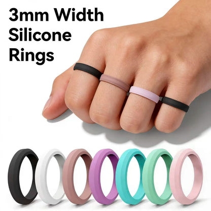 1pc Sports Hypotenuse Silicone Ring 7 Color for Women Wedding Rubber Bands Hypoallergenic Flexible Finger Rings